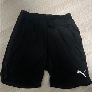 Puma Black Athletic Shorts with White Logo S